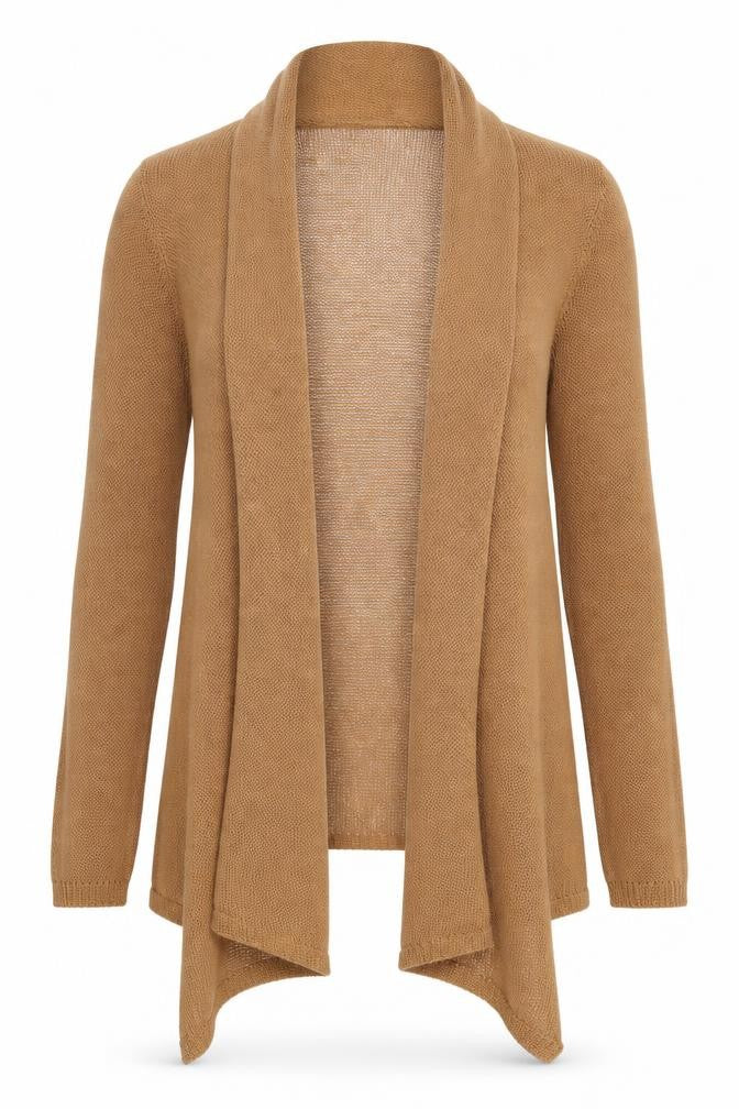 Front view of Micha Lounge women’s brown knit cardigan jumper, size S