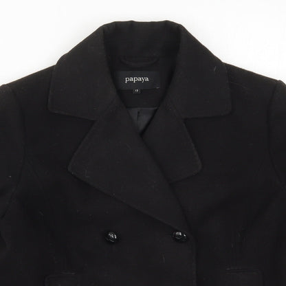 Papaya Womens Black   Pea Coat Coat Size 12