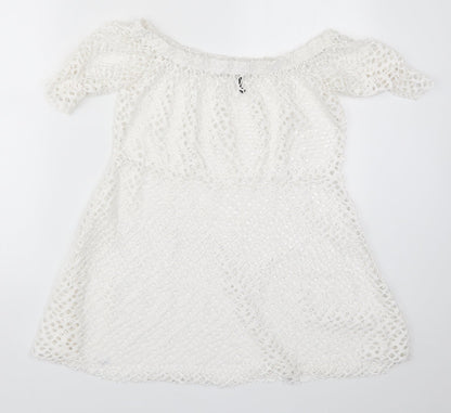 Boohoo Womens White   Basic Blouse Size L  - Cut Out