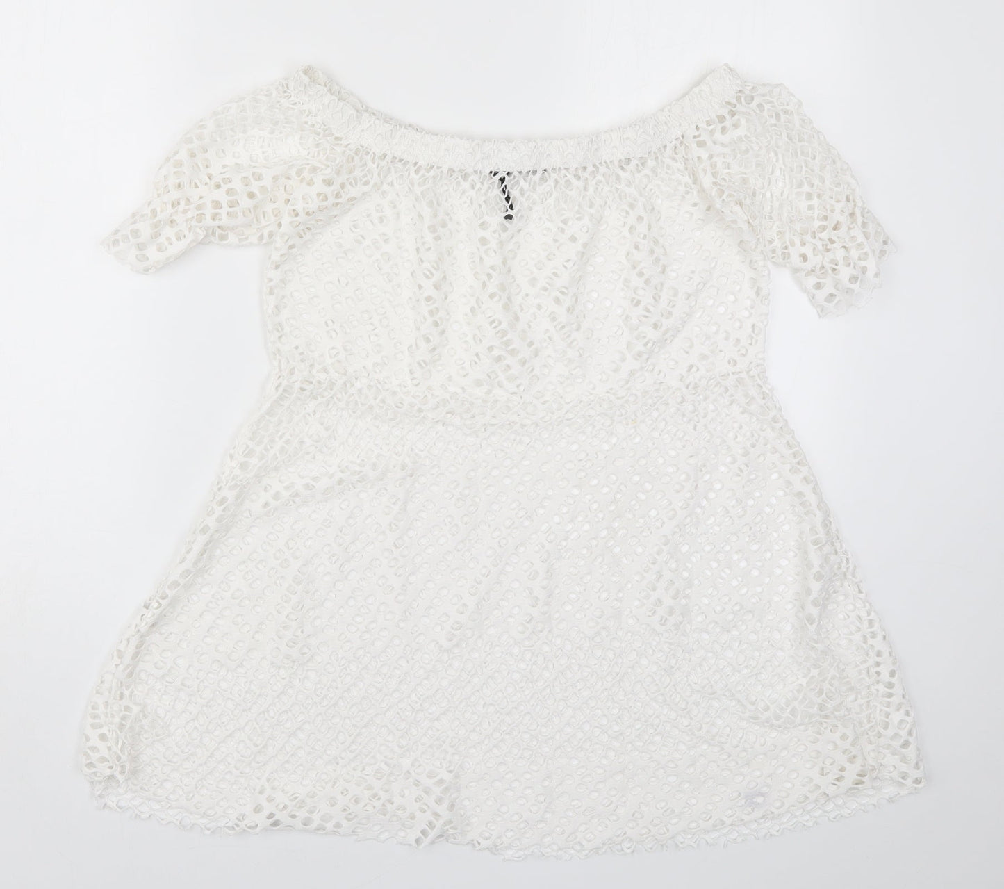 Boohoo Womens White   Basic Blouse Size L  - Cut Out