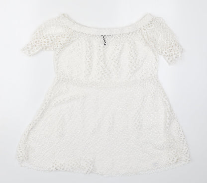 Boohoo Womens White   Basic Blouse Size L  - Cut Out