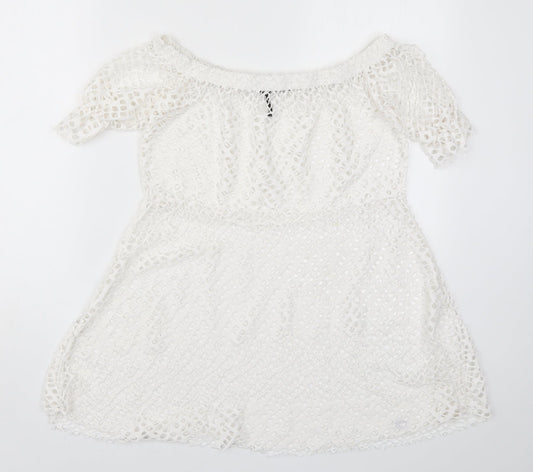 Boohoo Womens White   Basic Blouse Size L  - Cut Out