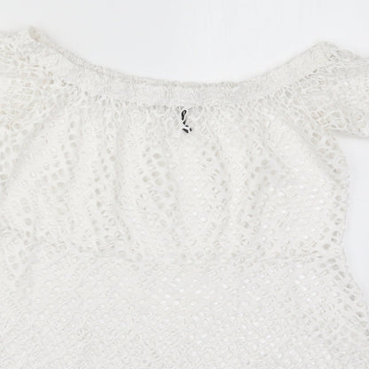 Boohoo Womens White   Basic Blouse Size L  - Cut Out