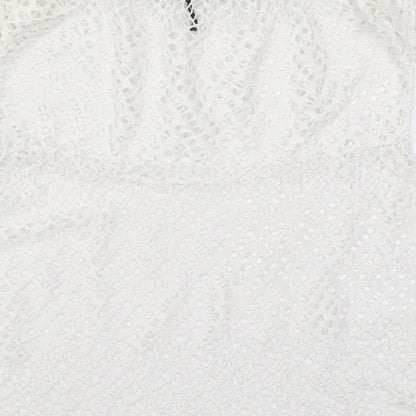 Boohoo Womens White   Basic Blouse Size L  - Cut Out