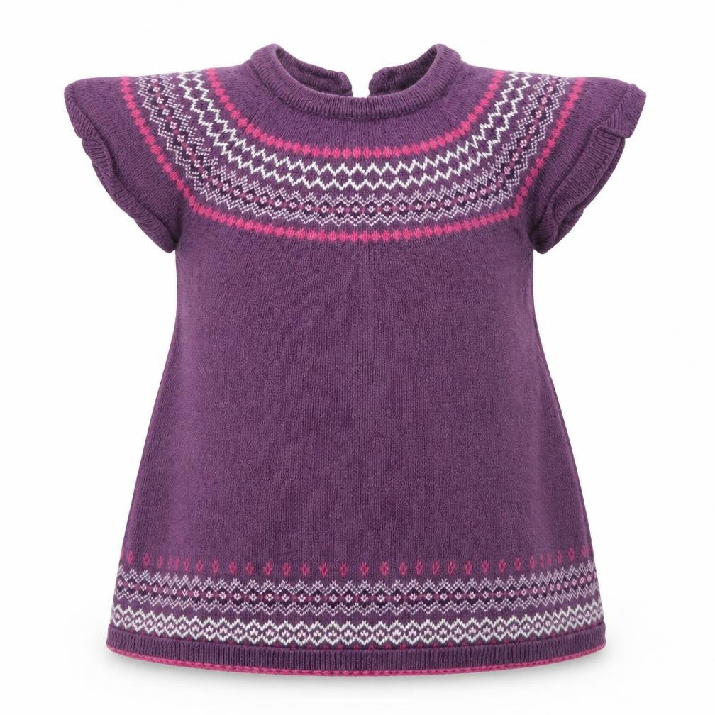 Front view of H&M girls’ pink knit jumper, size 9-12, months