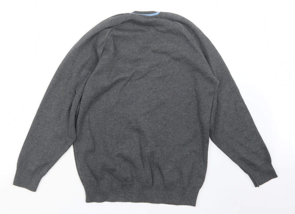 Back view of Magic Fit men’s grey knit jumper, size S