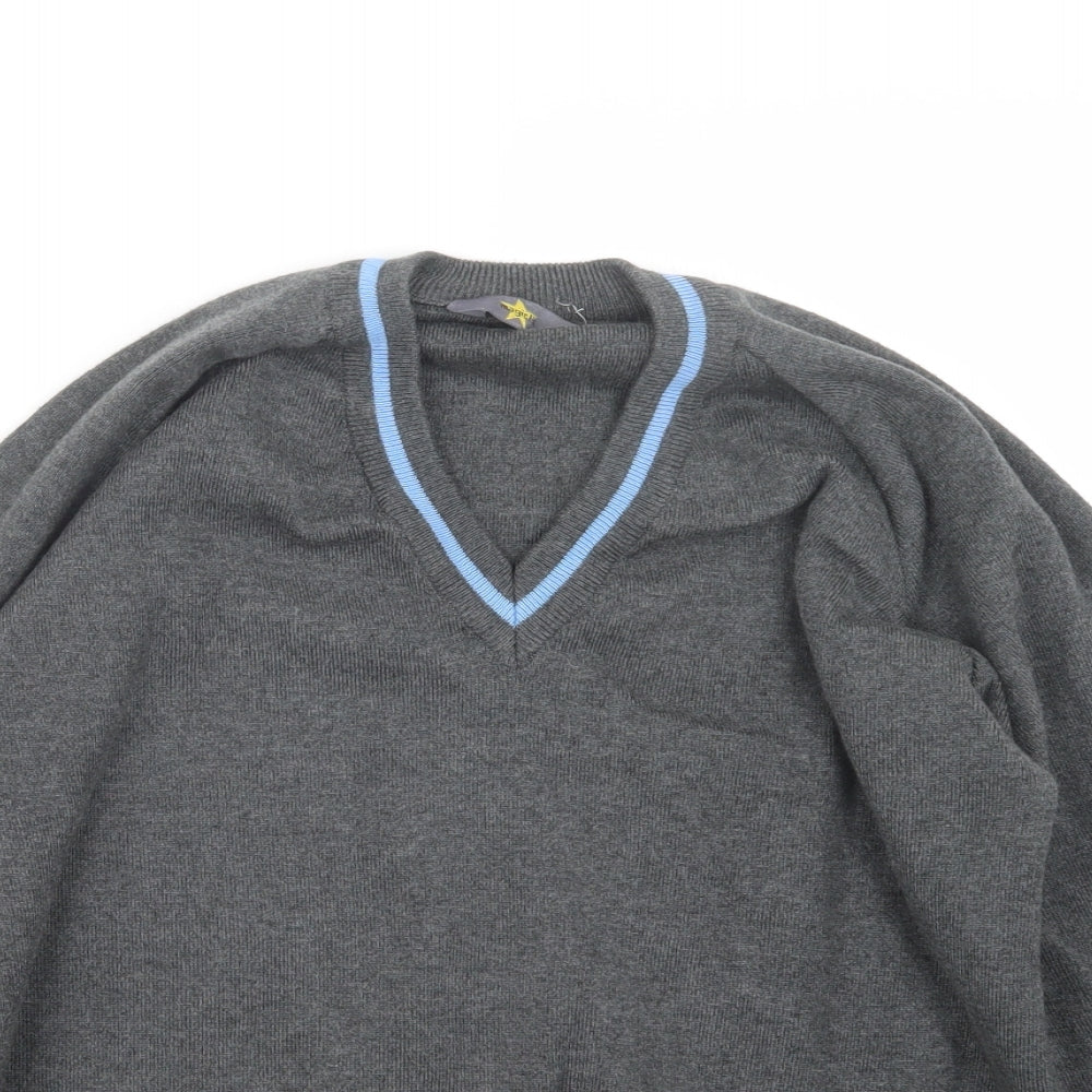 Close-up detail of Magic Fit men’s grey knit jumper, size S