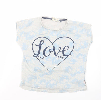 Additional front view of Lee Cooper girls’ blue basic t-shirt, size 9-10, years