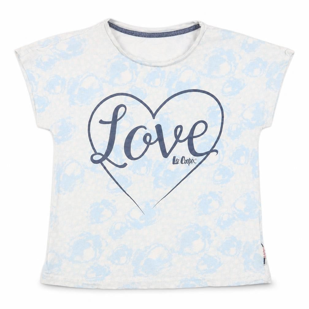 Front view of Lee Cooper girls’ blue basic t-shirt, size 9-10, years
