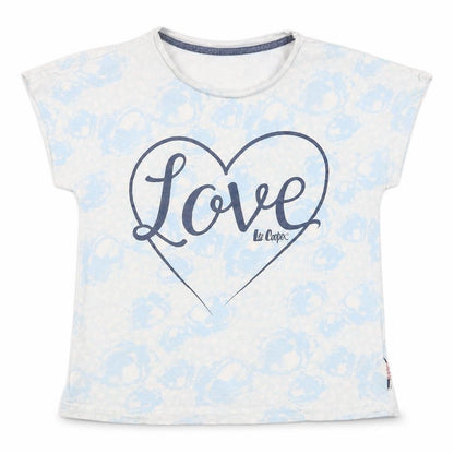 Front view of Lee Cooper girls’ blue basic t-shirt, size 9-10, years