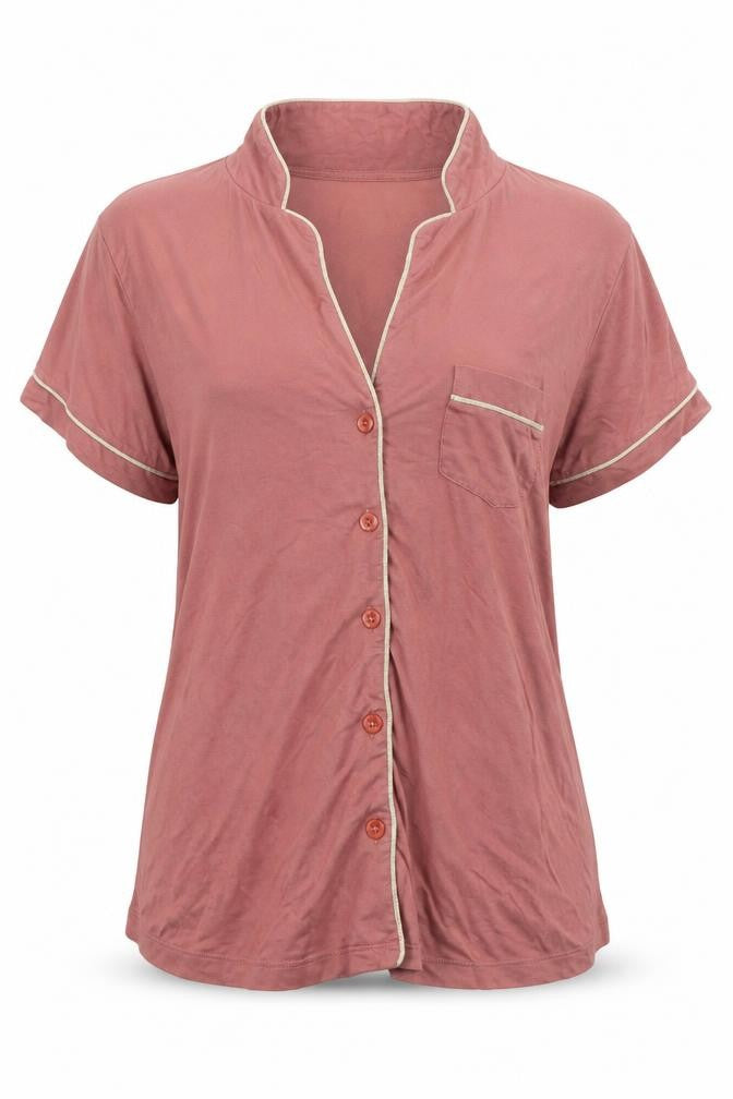 Front view of Very women’s pink geometric top pyjama top, size UK 12