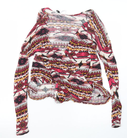 Divided by H&M Womens Pink Geometric  Cardigan Jumper Size S