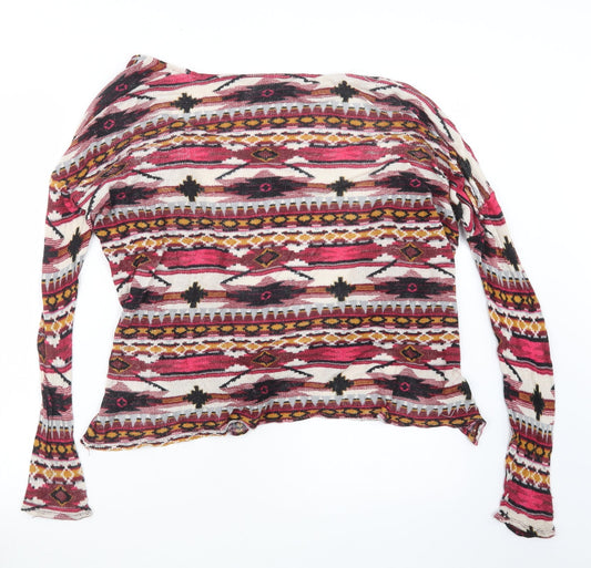Divided by H&M Womens Pink Geometric  Cardigan Jumper Size S