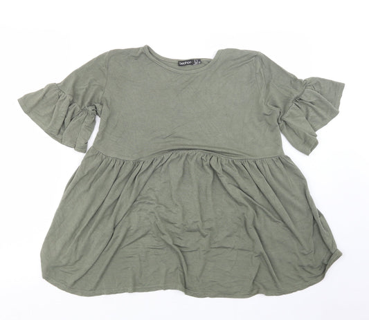Boohoo Womens Green   Basic T-Shirt Size 8