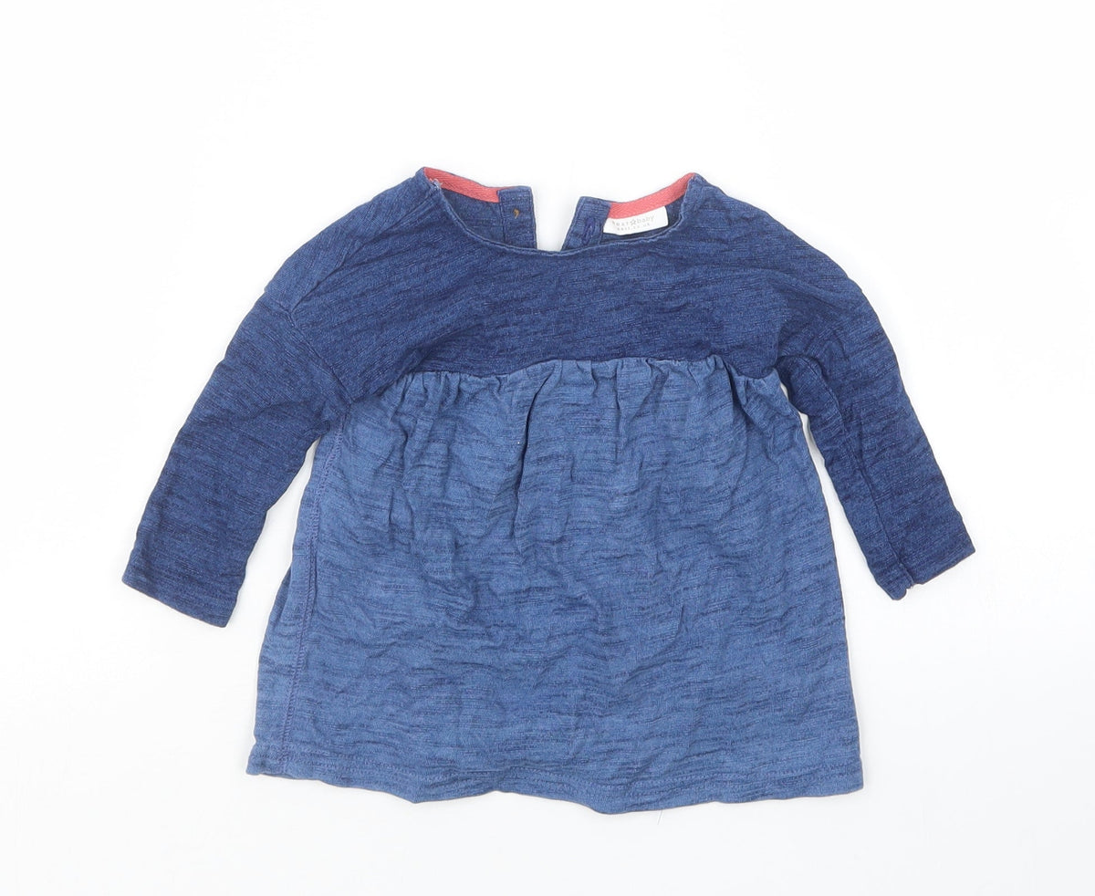 Front view of Next girls’ blue basic t-shirt, size 3-6, months