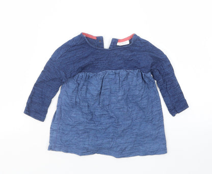 Front view of Next girls’ blue basic t-shirt, size 3-6, months