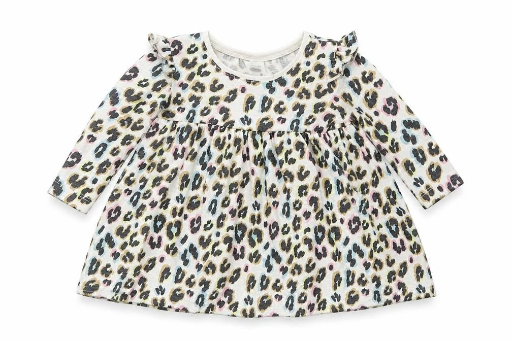 Front view of Next girls’ white animal print basic t-shirt, size 3-6, months