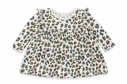 Front view of Next girls’ white animal print basic t-shirt, size 3-6, months