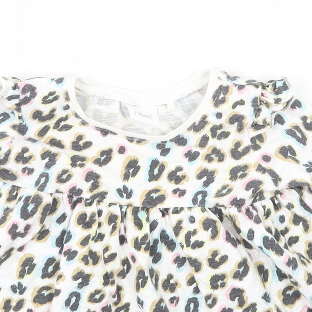 NEXT Girls White Animal Print  Basic T-Shirt Size 3-6 Months