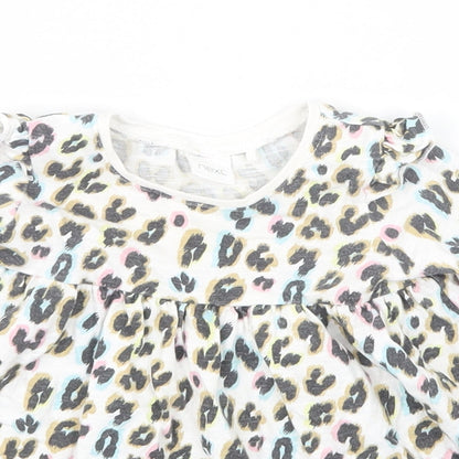 NEXT Girls White Animal Print  Basic T-Shirt Size 3-6 Months