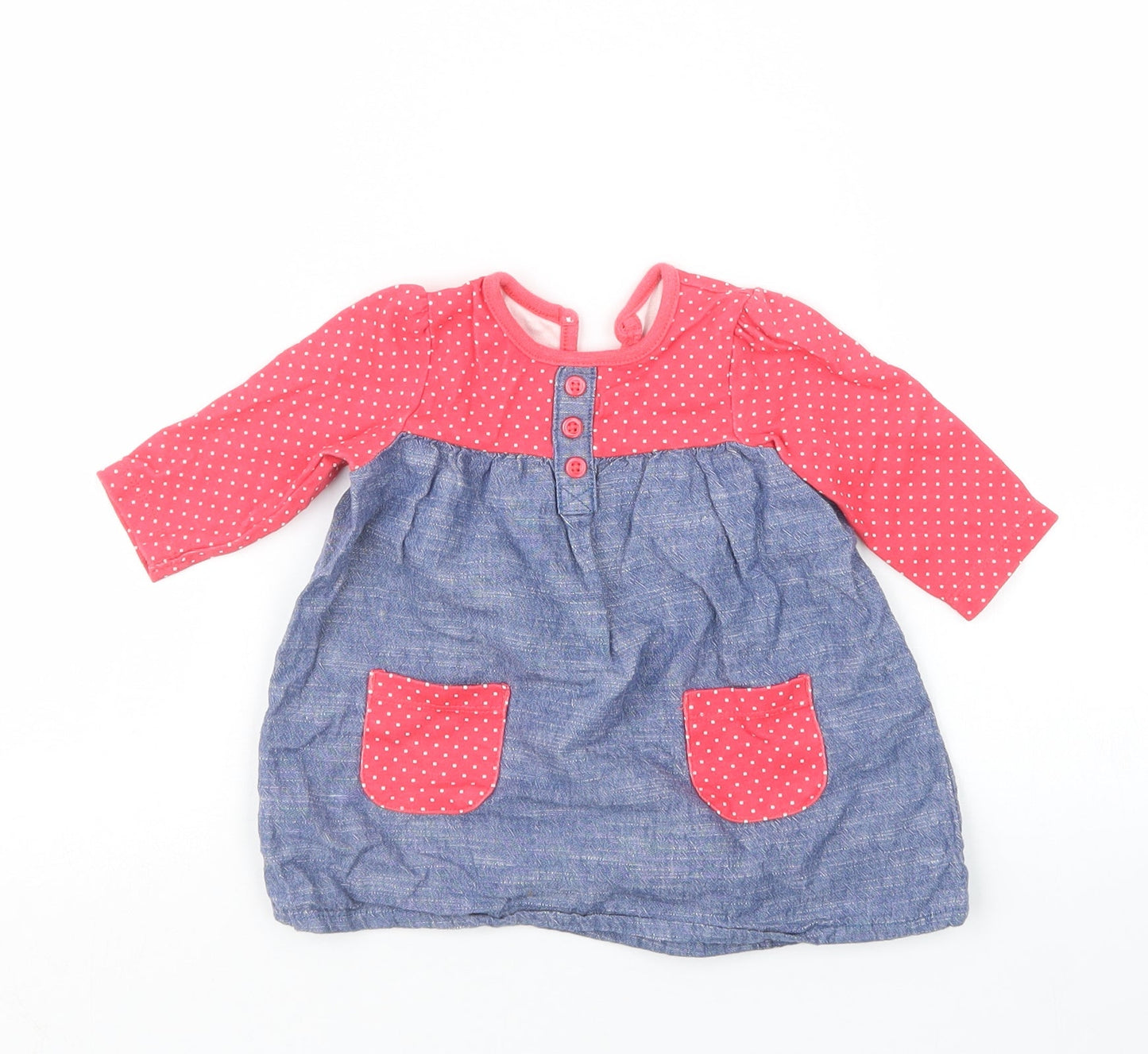 George Girls Pink Polka Dot  T-Shirt Dress  Size 3-6 Months