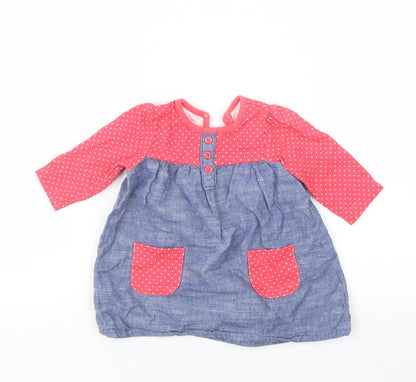 George Girls Pink Polka Dot  T-Shirt Dress  Size 3-6 Months