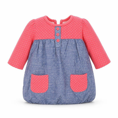 Front view of George girls’ pink polka dot t-shirt dress, size 3-6, months