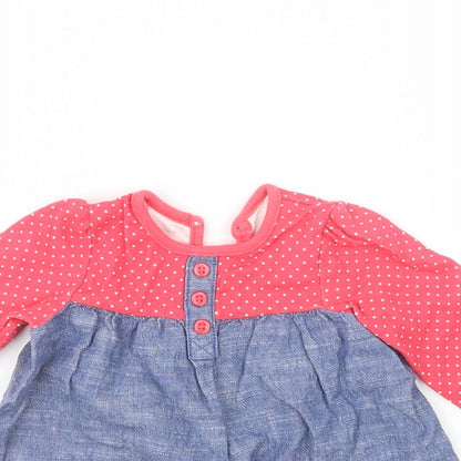 George Girls Pink Polka Dot  T-Shirt Dress  Size 3-6 Months