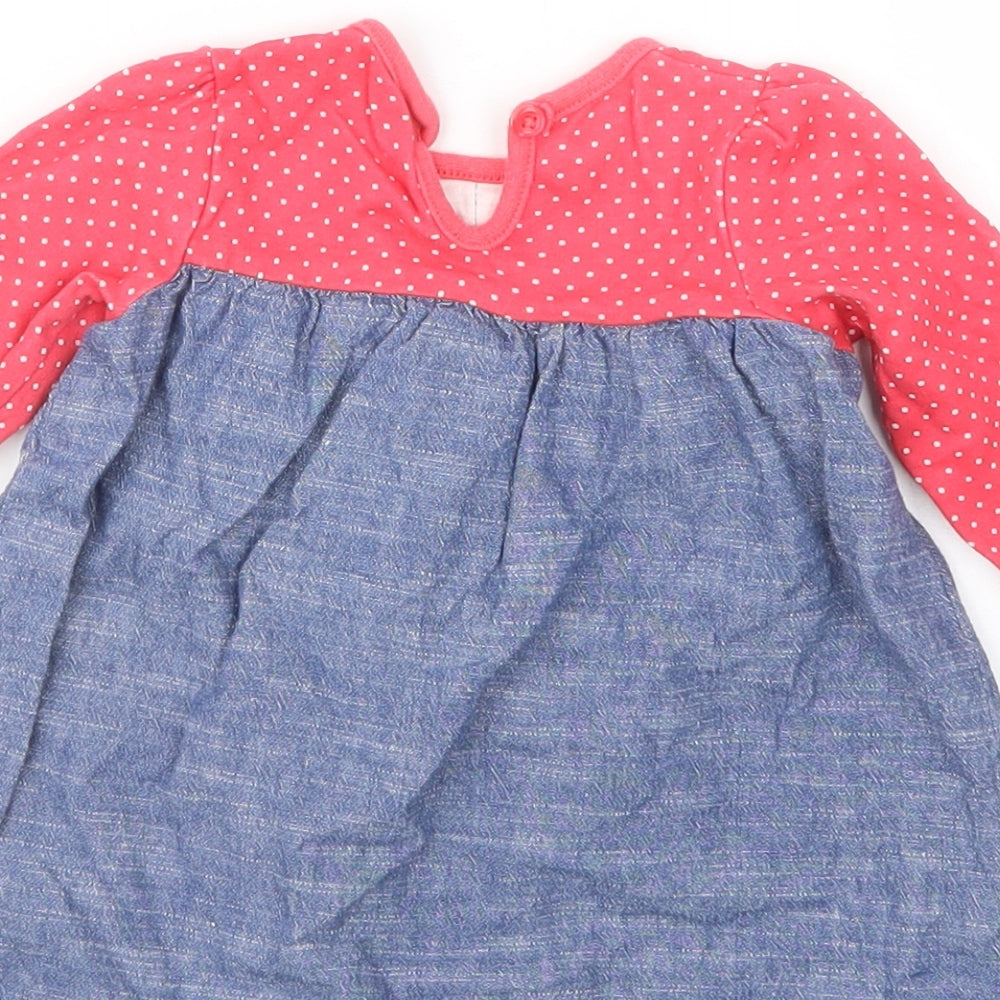 George Girls Pink Polka Dot  T-Shirt Dress  Size 3-6 Months