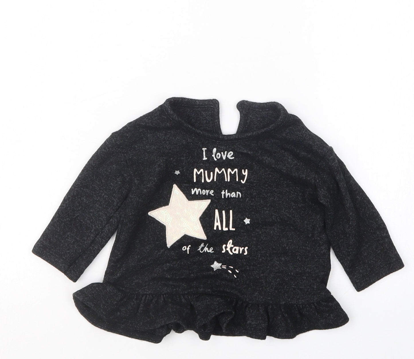 George Girls Black   Basic T-Shirt Size 3-6 Months
