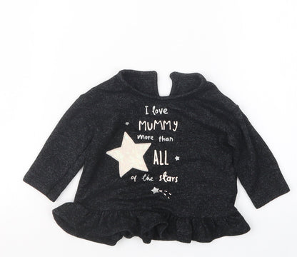 George Girls Black   Basic T-Shirt Size 3-6 Months