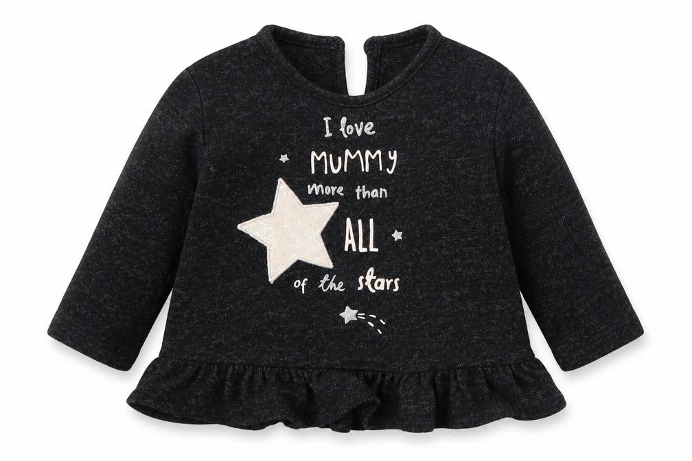 Front view of George girls’ black basic t-shirt, size 3-6, months