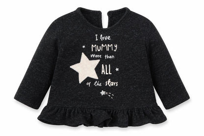 Front view of George girls’ black basic t-shirt, size 3-6, months
