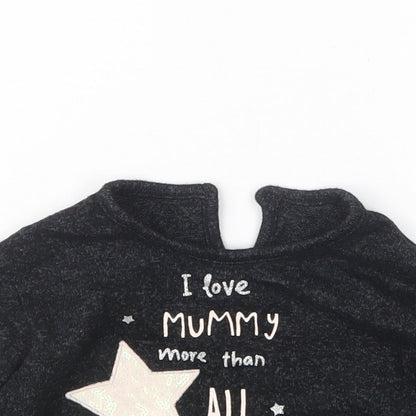 George Girls Black   Basic T-Shirt Size 3-6 Months