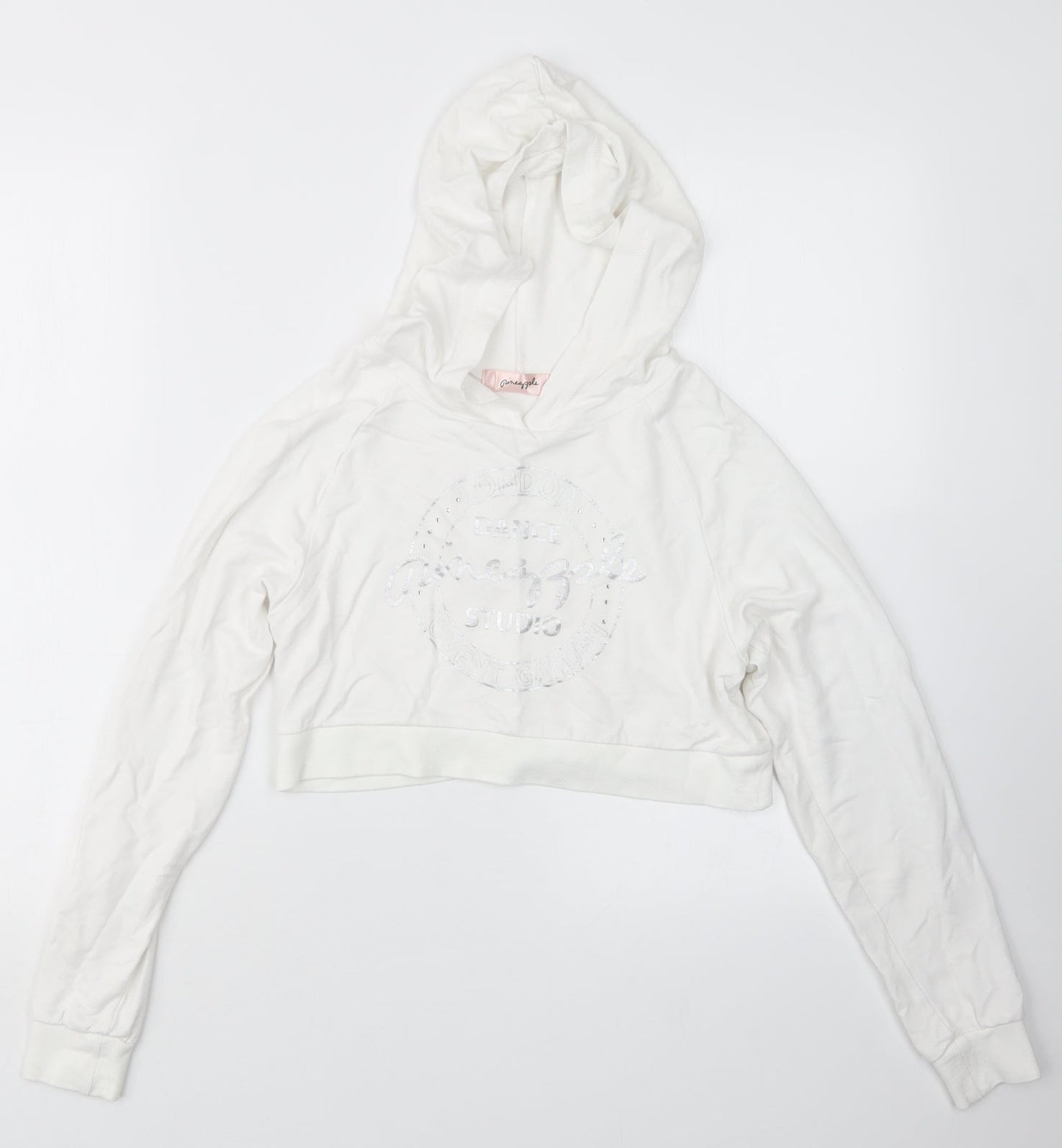 Pineapple Girls White   Pullover Hoodie Size 11-12 Years  - Cropped