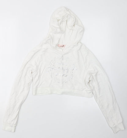 Pineapple Girls White   Pullover Hoodie Size 11-12 Years  - Cropped