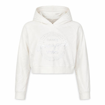 Front view of Pineapple girls’ white pullover hoodie, size 11-12, years - cropped