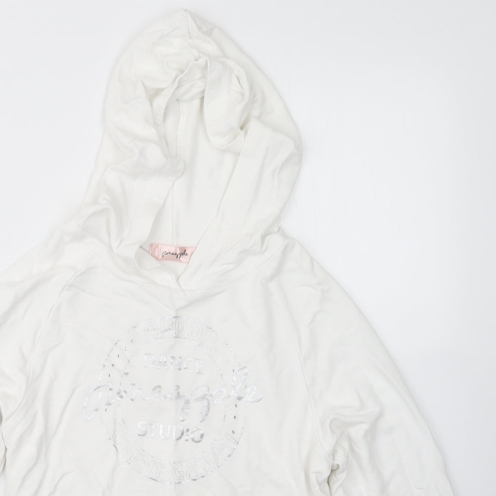 Pineapple Girls White   Pullover Hoodie Size 11-12 Years  - Cropped