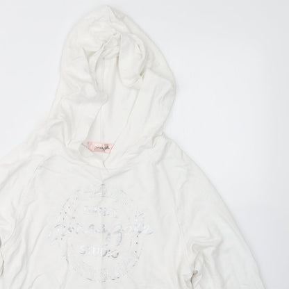 Pineapple Girls White   Pullover Hoodie Size 11-12 Years  - Cropped