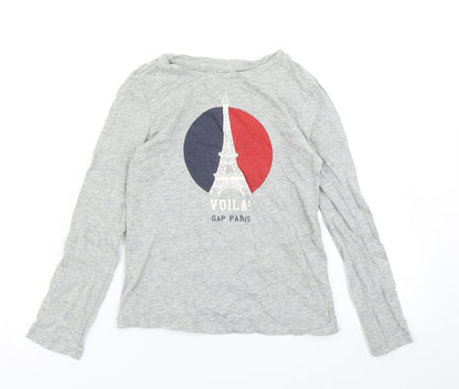 Additional front view of Gap girls’ grey basic t-shirt, size 7, years