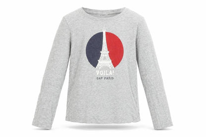 Front view of Gap girls’ grey basic t-shirt, size 7, years