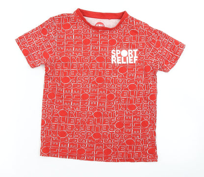Sport Relief Boys Red Polka Dot  Basic T-Shirt Size 5-6 Years