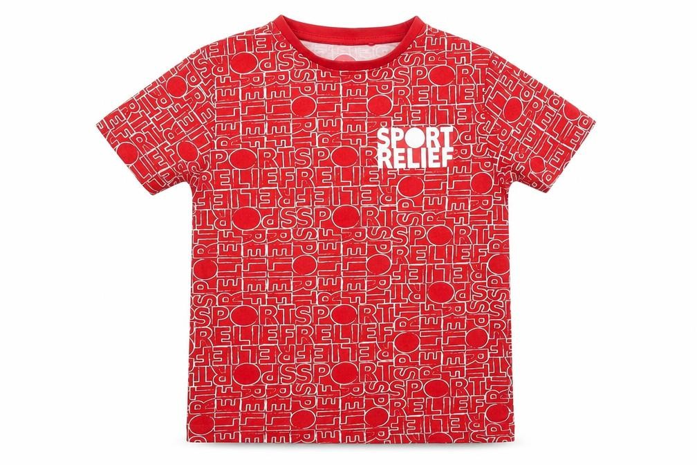 Front view of Sport Relief boys’ red polka dot basic t-shirt, size 5-6, years