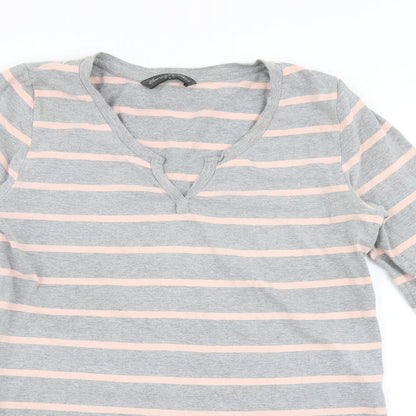 Blooming Marvellous Womens Grey Striped  Basic T-Shirt Size L