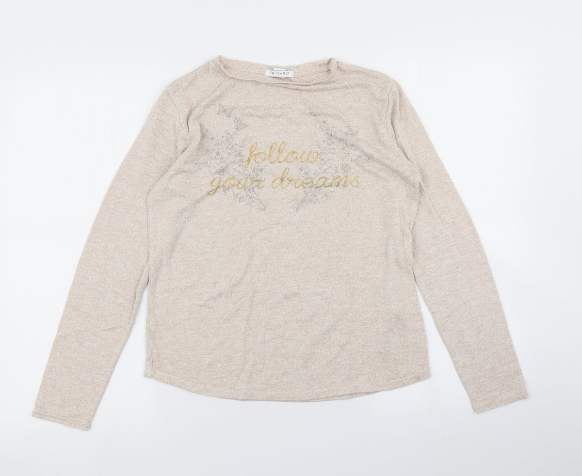 Additional front view of Primark girls’ beige basic t-shirt, size 12-13, years