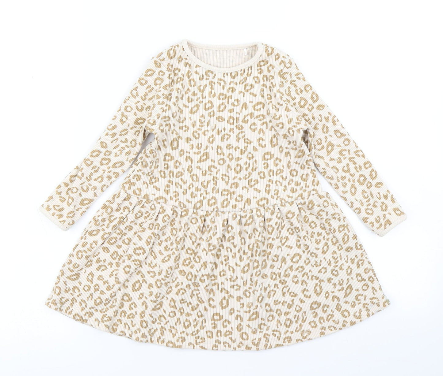 George Girls Beige Animal Print  Skater Dress  Size 2-3 Years