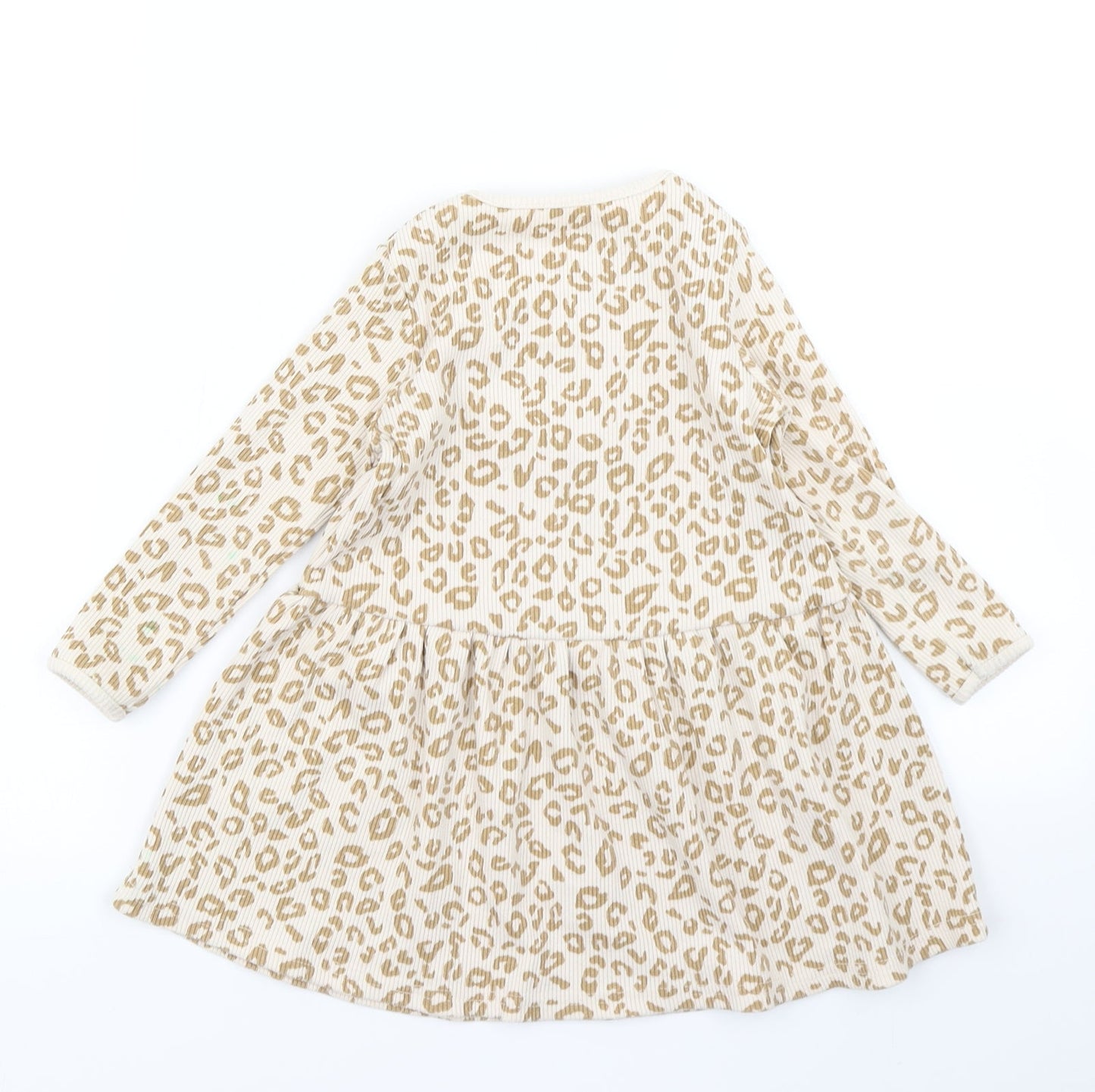 George Girls Beige Animal Print  Skater Dress  Size 2-3 Years