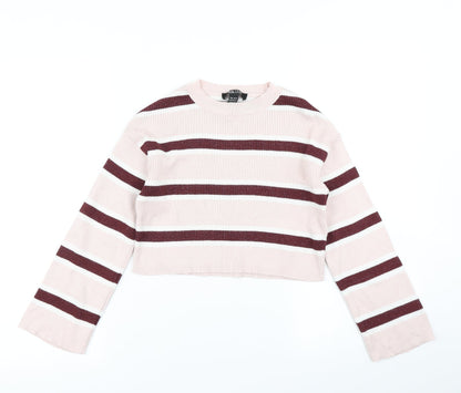 915 Generation Girls Pink Striped  Pullover Jumper Size 10-11 Years  - Cropped