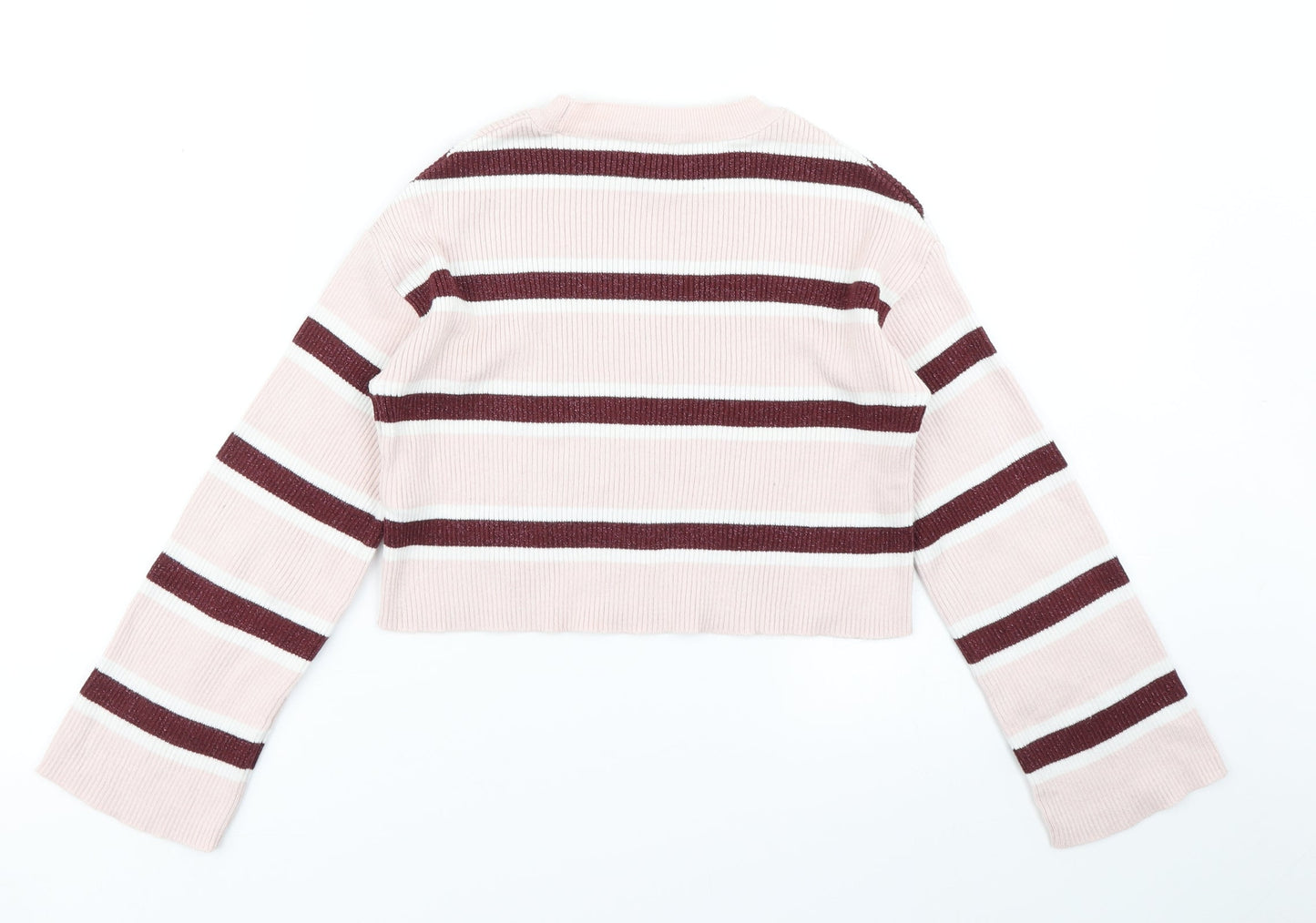 915 Generation Girls Pink Striped  Pullover Jumper Size 10-11 Years  - Cropped