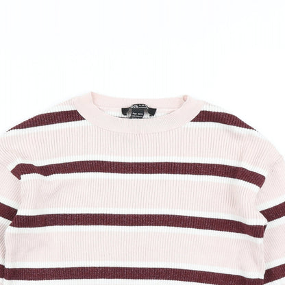 915 Generation Girls Pink Striped  Pullover Jumper Size 10-11 Years  - Cropped